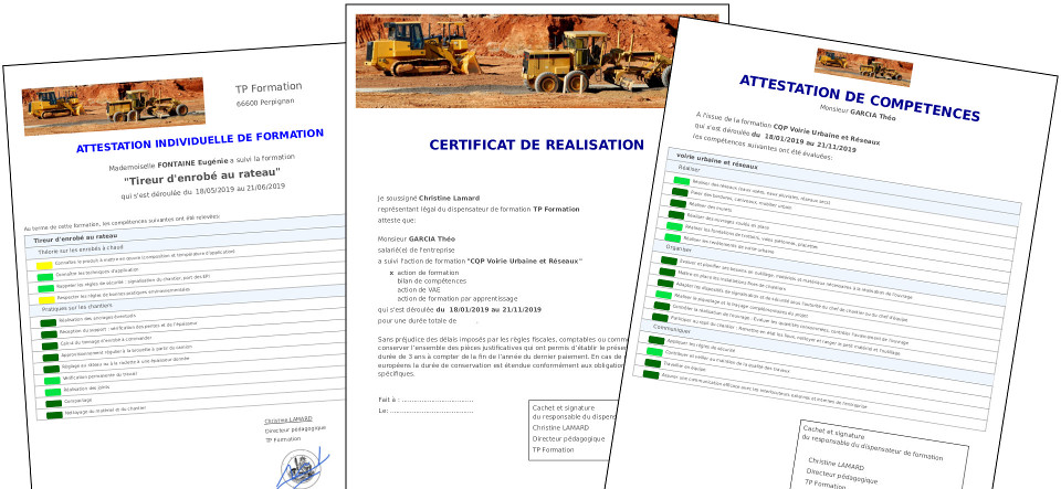 certificat de réalisation