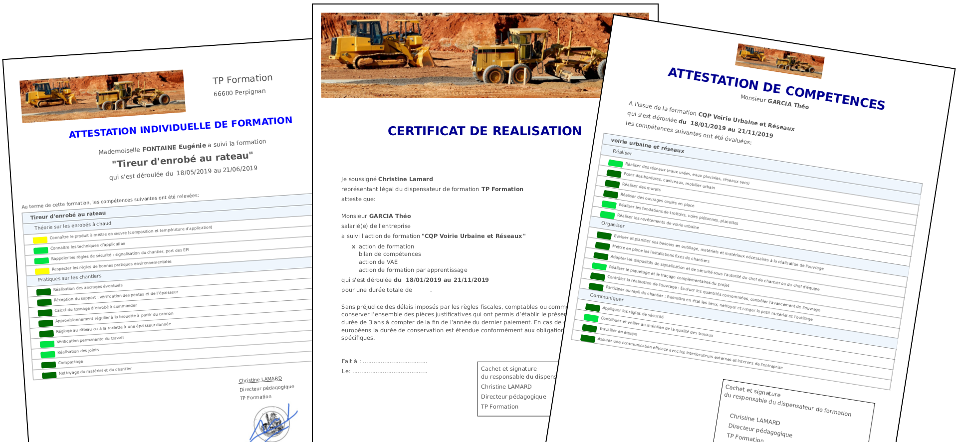 certificat de réalisation